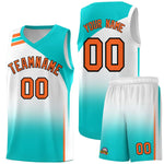 Custom White Aqua Gradient Fashion Sets Sports Uniform Basketball Jersey | BuyFootballJersey