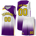 Custom White Purple Gradient Fashion Sets Sports Uniform Basketball Jersey | BuyFootballJersey