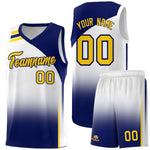 Custom White Navy Gradient Fashion Sets Sports Uniform Basketball Jersey | BuyFootballJersey