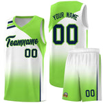 Custom White Fluorescent Green Gradient Fashion Sets Sports Uniform Basketball Jersey | BuyFootballJersey