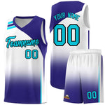 Custom White Royal Gradient Fashion Sets Sports Uniform Basketball Jersey | BuyFootballJersey