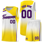 Custom White Gold Gradient Fashion Sets Sports Uniform Basketball Jersey | BuyFootballJersey