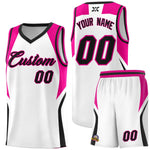 Custom White Pink and Black Color Block Sports Uniform Basketball Jersey | BuyFootballJersey