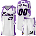 Custom White Light Purple and Purple Color Block Sports Uniform Basketball Jersey | BuyFootballJersey
