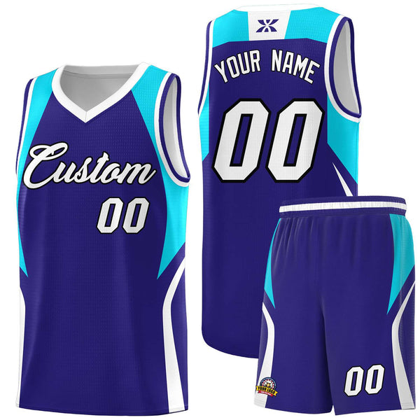 Custom Royal Sky Blue and White Color Block Sports Uniform Basketball Jersey | BuyFootballJersey