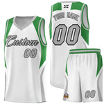 Custom White Green and Gray Color Block Sports Uniform Basketball Jersey | BuyFootballJersey