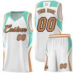 Custom White Blue and Buckskin Brown Color Block Sports Uniform Basketball Jersey | BuyFootballJersey
