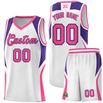 Custom White Purple and Pink Color Block Sports Uniform Basketball Jersey | BuyFootballJersey