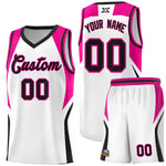 Custom White Pink and Black Color Block Sports Uniform Basketball Jersey | BuyFootballJersey