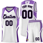Custom White Light Purple and Purple Color Block Sports Uniform Basketball Jersey | BuyFootballJersey