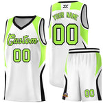 Custom White Fluorescent Green and Black Color Block Sports Uniform Basketball Jersey | BuyFootballJersey