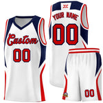 Custom White Navy and Red Color Block Sports Uniform Basketball Jersey | BuyFootballJersey