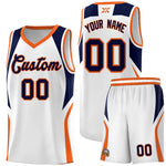 Custom White Navy and Orange Color Block Sports Uniform Basketball Jersey | BuyFootballJersey
