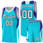 Custom Sky Blue Royal and White Color Block Sports Uniform Basketball Jersey | BuyFootballJersey