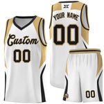 Custom White Old Gold and Black Color Block Sports Uniform Basketball Jersey | BuyFootballJersey