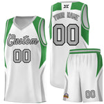 Custom White Green and Gray Color Block Sports Uniform Basketball Jersey | BuyFootballJersey