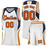 Custom White Navy and Orange Color Block Sports Uniform Basketball Jersey | BuyFootballJersey