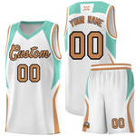Custom White Blue and Buckskin Brown Color Block Sports Uniform Basketball Jersey | BuyFootballJersey