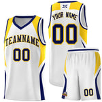 Custom White Navy and Gold Color Block Sports Uniform Basketball Jersey | BuyFootballJersey
