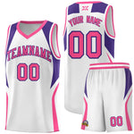 Custom White Purple and Pink Color Block Sports Uniform Basketball Jersey | BuyFootballJersey