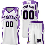 Custom White Light Purple and Purple Color Block Sports Uniform Basketball Jersey | BuyFootballJersey