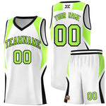 Custom White Fluorescent Green and Black Color Block Sports Uniform Basketball Jersey | BuyFootballJersey