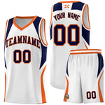 Custom White Navy and Orange Color Block Sports Uniform Basketball Jersey | BuyFootballJersey