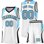 Custom White Light Blue and Black Color Block Sports Uniform Basketball Jersey | BuyFootballJersey