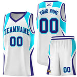 Custom White Sky Blue and Royal Color Block Sports Uniform Basketball Jersey | BuyFootballJersey