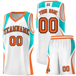 Custom White Aqua and Orange Color Block Sports Uniform Basketball Jersey | BuyFootballJersey