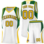 Custom White Hunter Green and Gold Color Block Sports Uniform Basketball Jersey | BuyFootballJersey
