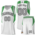 Custom White Green and Gray Color Block Sports Uniform Basketball Jersey | BuyFootballJersey