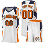 Custom White Navy and Orange Color Block Sports Uniform Basketball Jersey | BuyFootballJersey