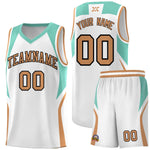 Custom White Blue and Buckskin Brown Color Block Sports Uniform Basketball Jersey | BuyFootballJersey