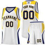 Custom White Navy and Gold Color Block Sports Uniform Basketball Jersey | BuyFootballJersey