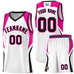 Custom White Pink and Black Color Block Sports Uniform Basketball Jersey | BuyFootballJersey