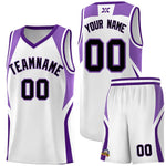 Custom White Light Purple and Purple Color Block Sports Uniform Basketball Jersey | BuyFootballJersey