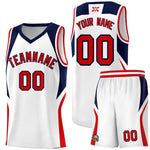 Custom White Navy and Red Color Block Sports Uniform Basketball Jersey | BuyFootballJersey