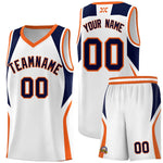 Custom White Navy and Orange Color Block Sports Uniform Basketball Jersey | BuyFootballJersey