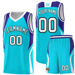 Custom Sky Blue Royal and White Color Block Sports Uniform Basketball Jersey | BuyFootballJersey