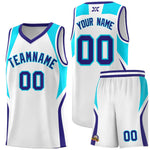 Custom White Sky Blue and Royal Color Block Sports Uniform Basketball Jersey | BuyFootballJersey