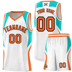 Custom White Aqua and Orange Color Block Sports Uniform Basketball Jersey | BuyFootballJersey