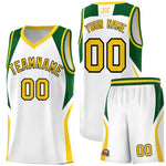Custom White Hunter Green and Gold Color Block Sports Uniform Basketball Jersey | BuyFootballJersey