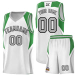 Custom White Green and Gray Color Block Sports Uniform Basketball Jersey | BuyFootballJersey