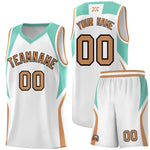 Custom White Blue and Buckskin Brown Color Block Sports Uniform Basketball Jersey | BuyFootballJersey