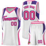 Custom White Purple and Pink Color Block Sports Uniform Basketball Jersey | BuyFootballJersey