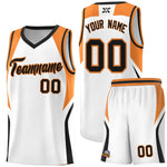 Custom White Gold Orange and Black Color Block Sports Uniform Basketball Jersey | BuyFootballJersey
