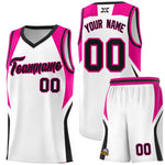 Custom White Pink and Black Color Block Sports Uniform Basketball Jersey | BuyFootballJersey