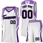Custom White Light Purple and Purple Color Block Sports Uniform Basketball Jersey | BuyFootballJersey