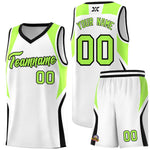 Custom White Fluorescent Green and Black Color Block Sports Uniform Basketball Jersey | BuyFootballJersey